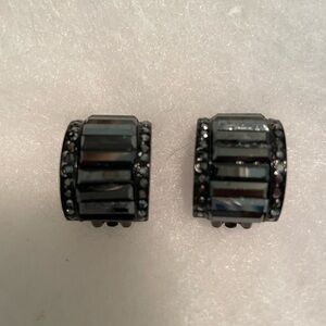 St. John vintage black hoops clip on